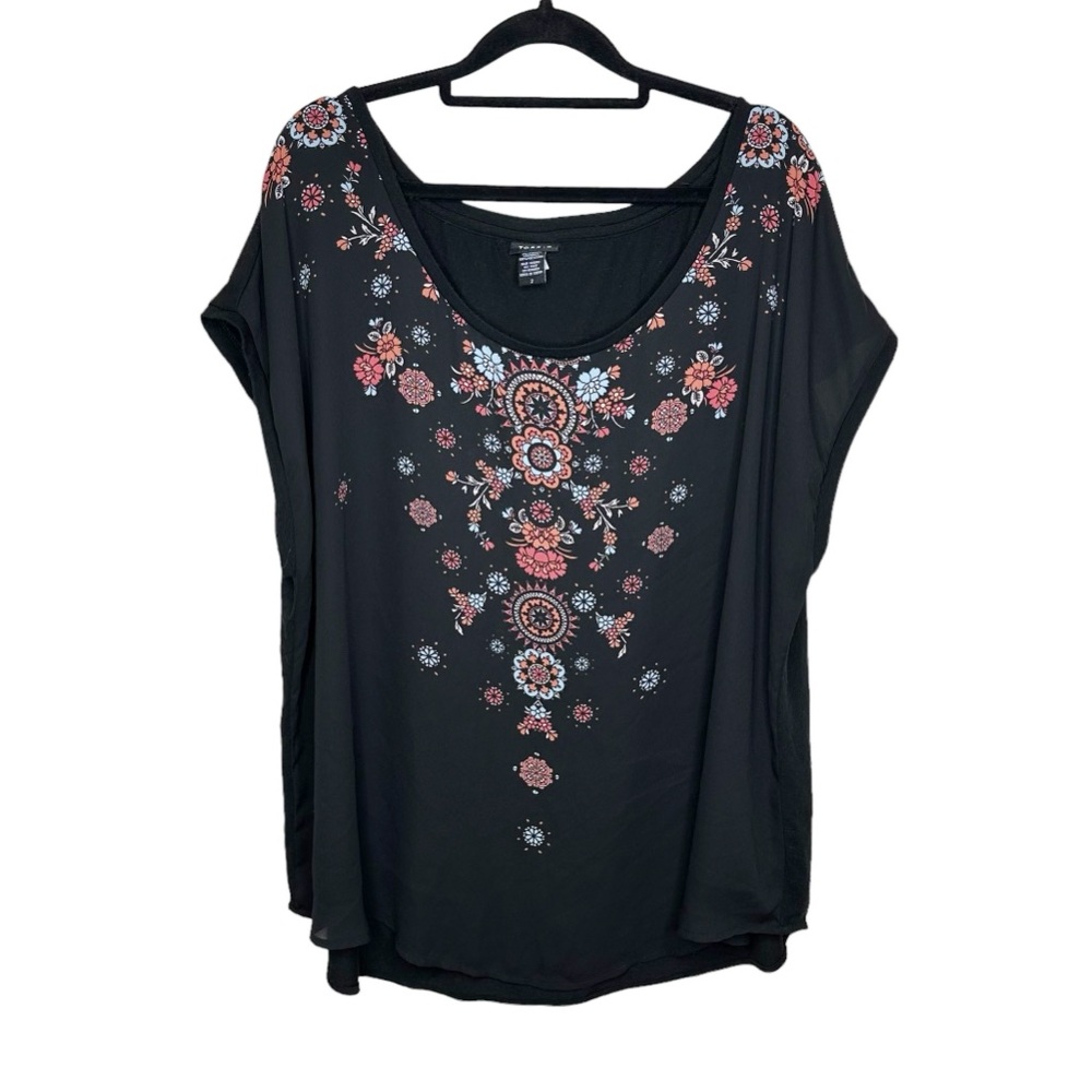 Torrid Medallion Print Chiffon Front Flowy Shirt Size 2